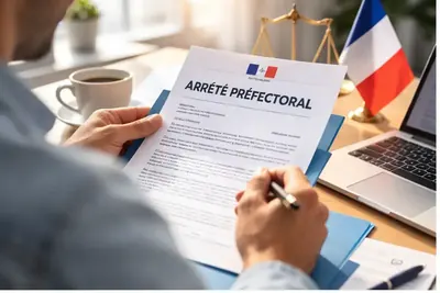 Arrêté préfectoral posé sur une table